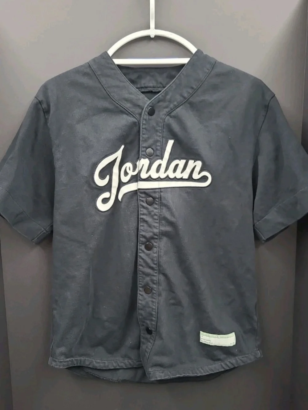 Jordan Flight MVP Men’s Baseball Jersey Shirt Black & White Size Small